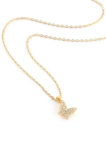 Gold Çelik Kelebek Kolye 45 cm - Görsel 3