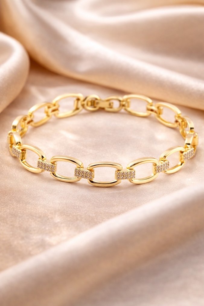 Modern 14k Kadın Bileklik Gold - Görsel 2