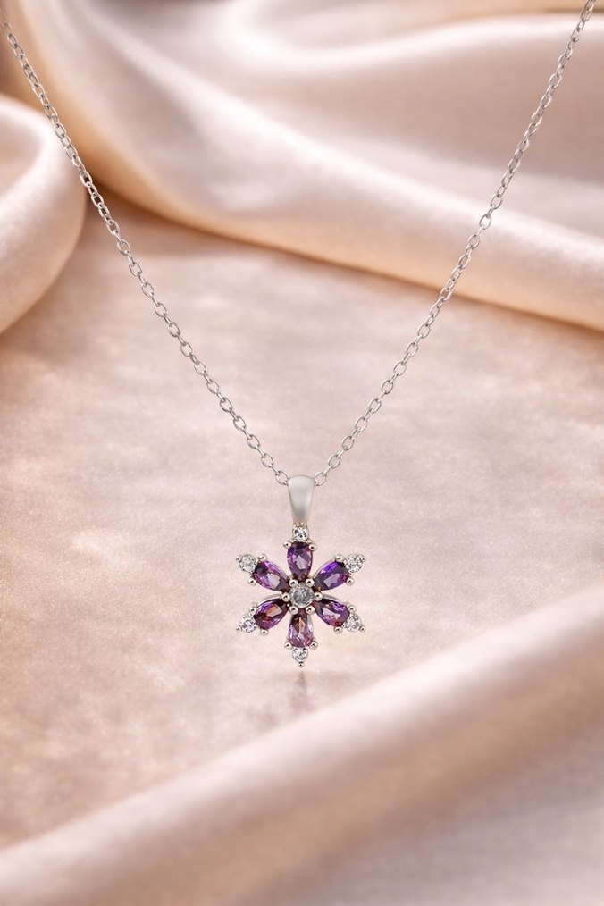 Lotus Çiçeği Zarif Kadın Kolye (Çelik) - Görsel 3