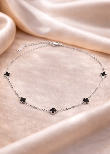 Silver Çelik Yonca Kolye - Görsel 2