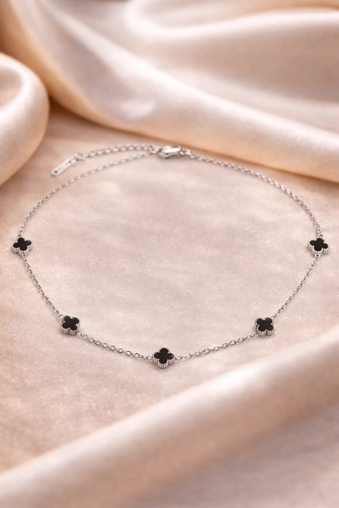 Silver Çelik Yonca Kolye - Görsel 2