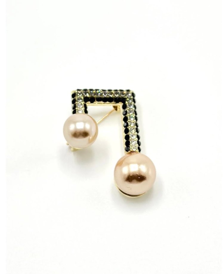 İnci Detaylı Renkli Taşlı Broş - Görsel 2