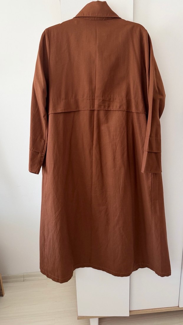 Kahverengi/Taba Mevsimlik ince trençkot - Görsel 3