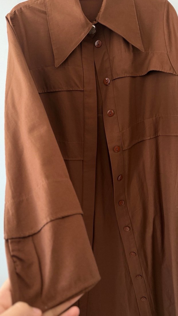 Kahverengi/Taba Mevsimlik ince trençkot - Görsel 2