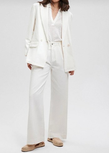 Kadın Beyaz Regular Fit Pantolon 25/30 - Görsel 2