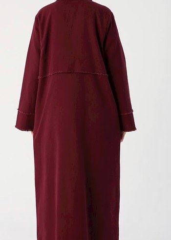 Bordo Kadın Uzun Düğmeli Trençkot - Görsel 3