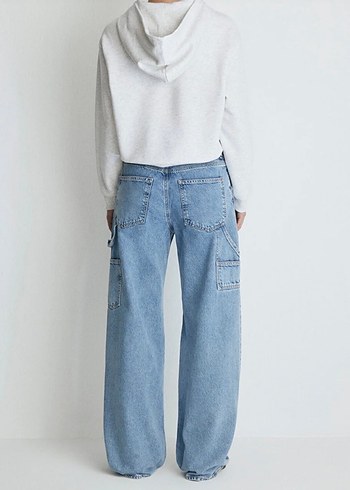 Kadın Mavi Loose Fit Midi Denim Jean - Görsel 3