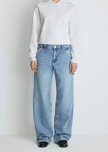 Kadın Mavi Loose Fit Midi Denim Jean - Görsel 2