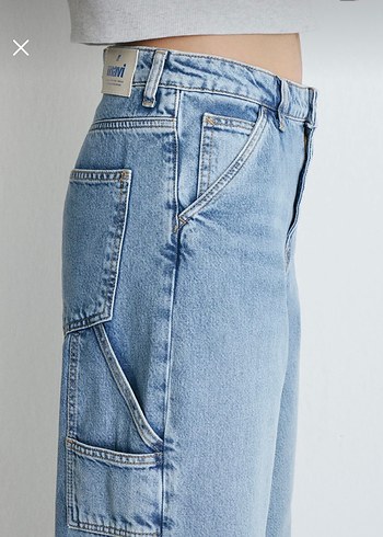 Kadın Mavi Loose Fit Midi Denim Jean - Görsel 6