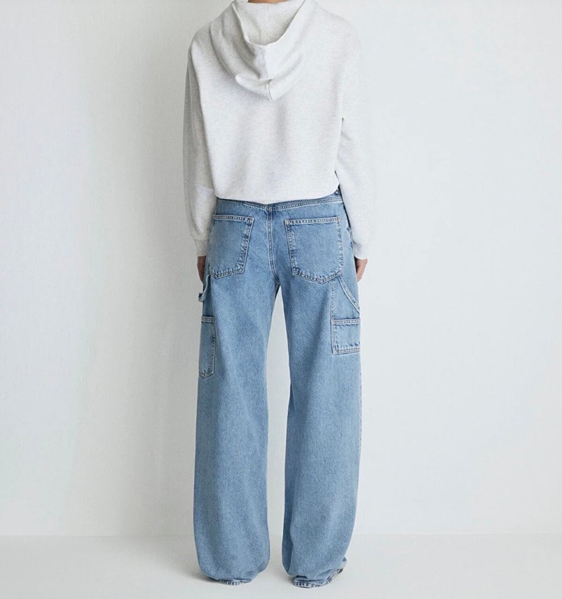 Kadın Mavi Loose Fit Midi Denim Jean - Görsel 3