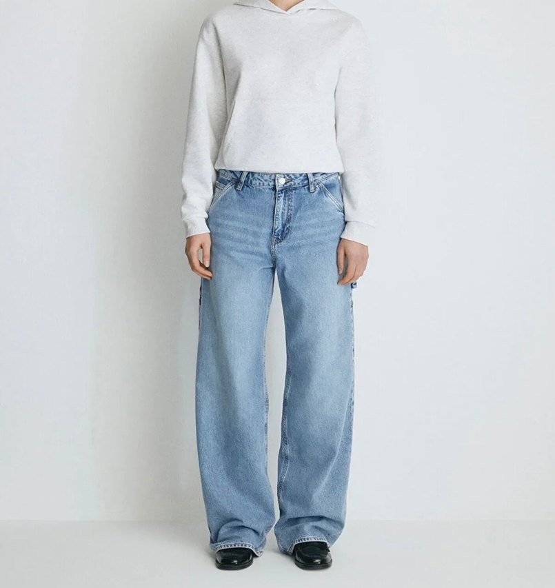 Kadın Mavi Loose Fit Midi Denim Jean - Görsel 2