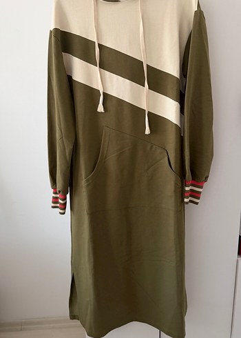 Kadın Haki Uzun Kapüşonlu Tunik - Görsel 9