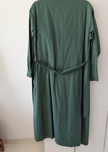 Uzun mint Yeşil trençkot - Görsel 3