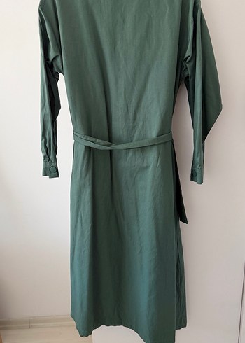 Uzun mint Yeşil trençkot - Görsel 4