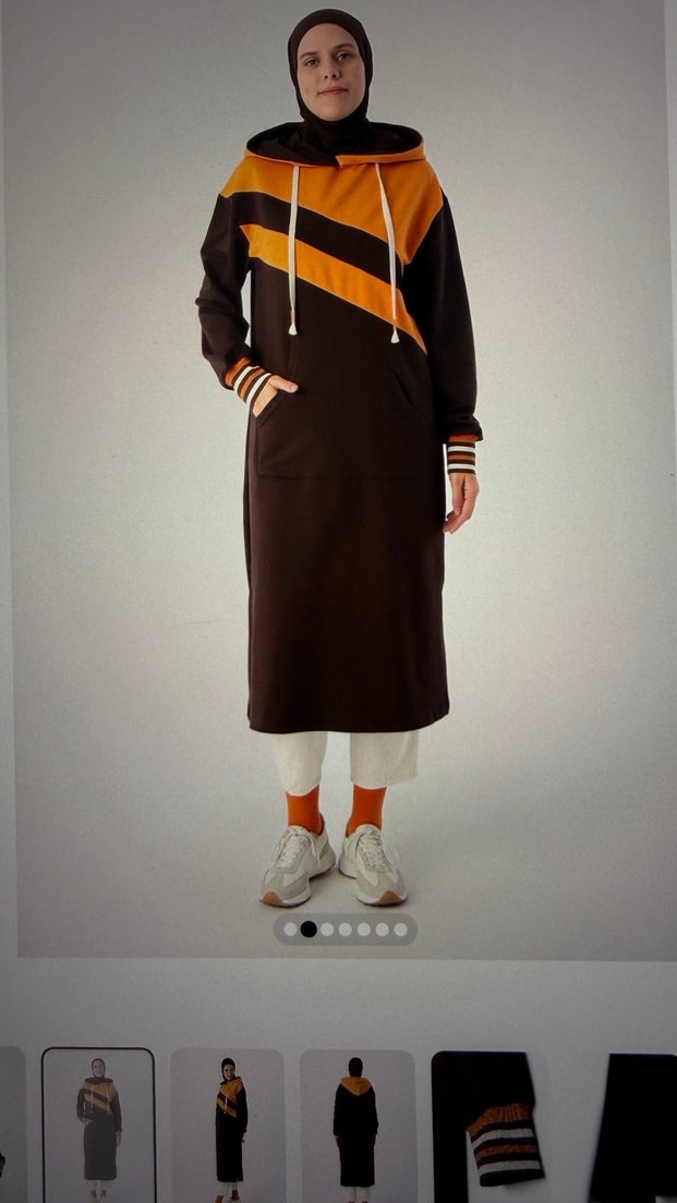 Acı kahve Turuncu Uzun Triko Tunik - Görsel 5