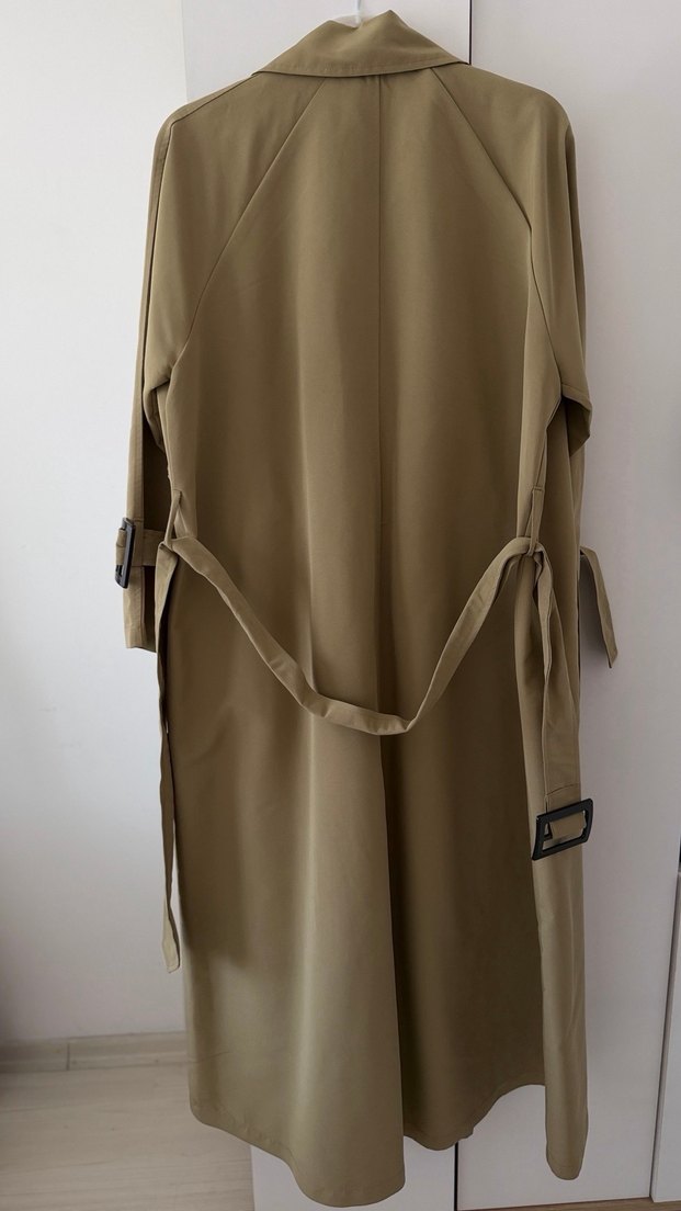 Yeşil Uzun Kemerli Kadın Trençkot - Görsel 5