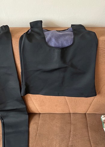 Diğer Kadın Siyah Slim Fit spor tayt takımı terleten