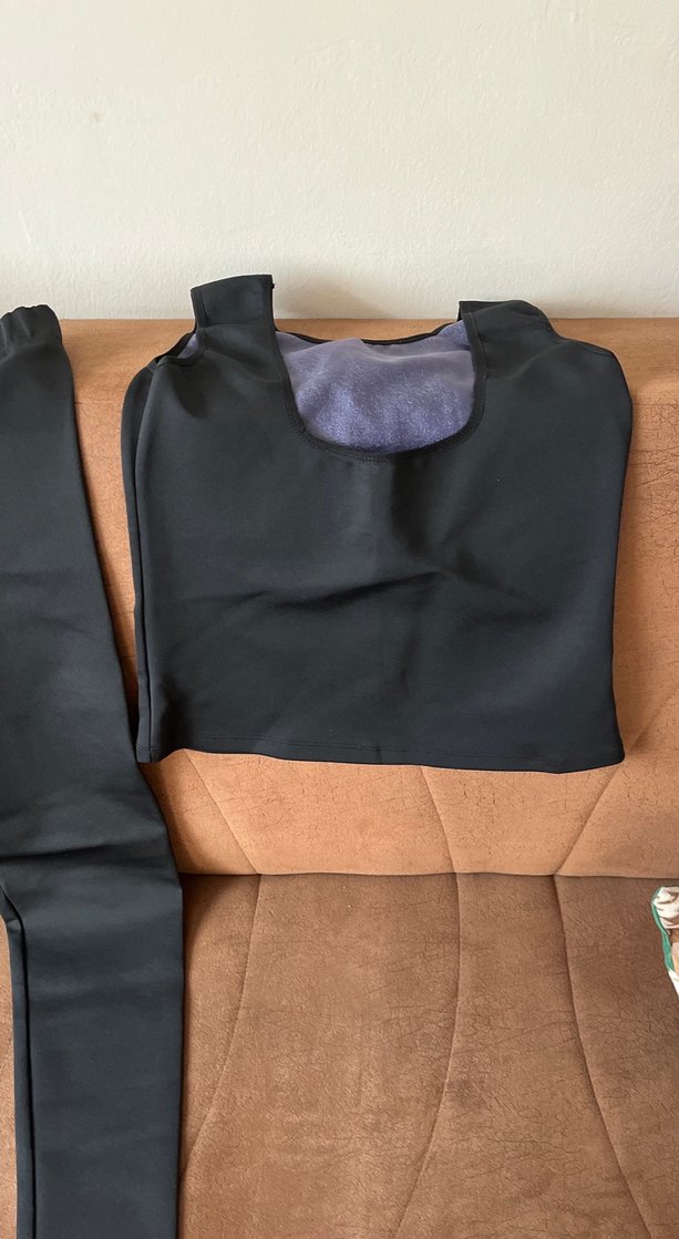 Kadın Siyah Slim Fit spor tayt takımı  terleten - Görsel 2