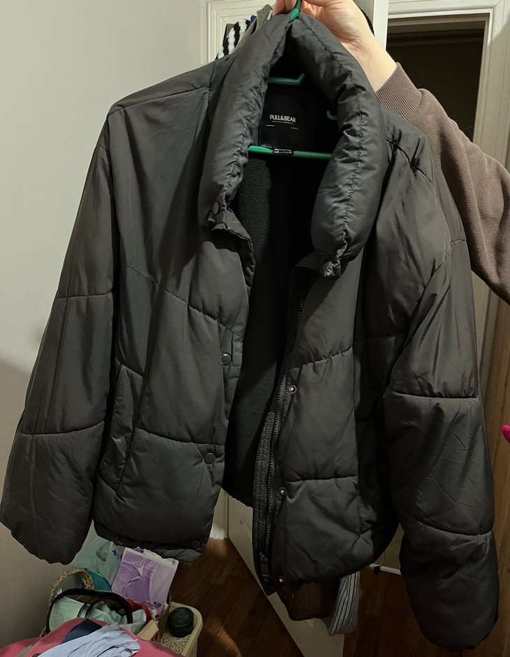 Pull&bear marka Düğmeli Siyah Kadın Kışlık Mont - Görsel 2