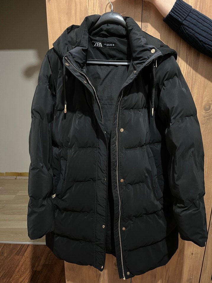 Zara marka Siyah Fermuarlı Kadın Kışlık Mont - Görsel 3