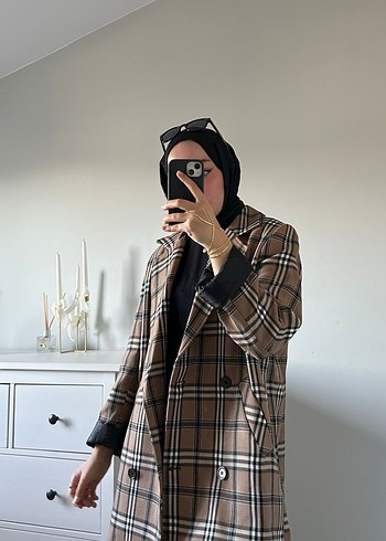 Kahverengi Ekose Burberry Kadın ceket