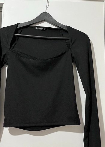 Stradivarius Siyah Uzun Kollu Mini Bluz