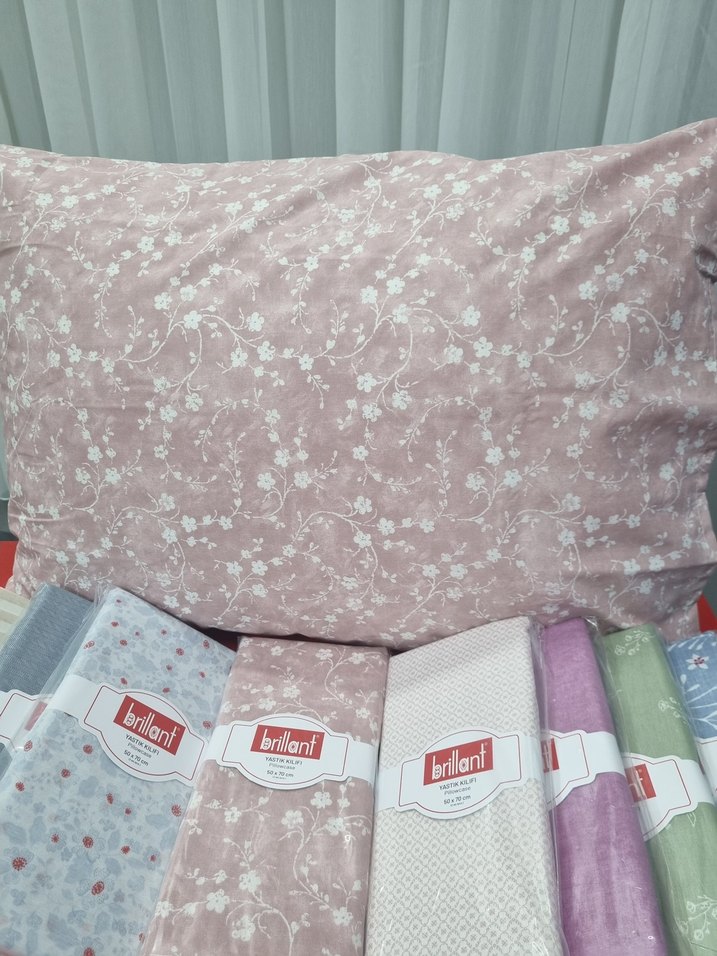 BRILLANT YASTIK KILIFI 2 li Pastel Pembe Çiçek desenli - Görsel 2