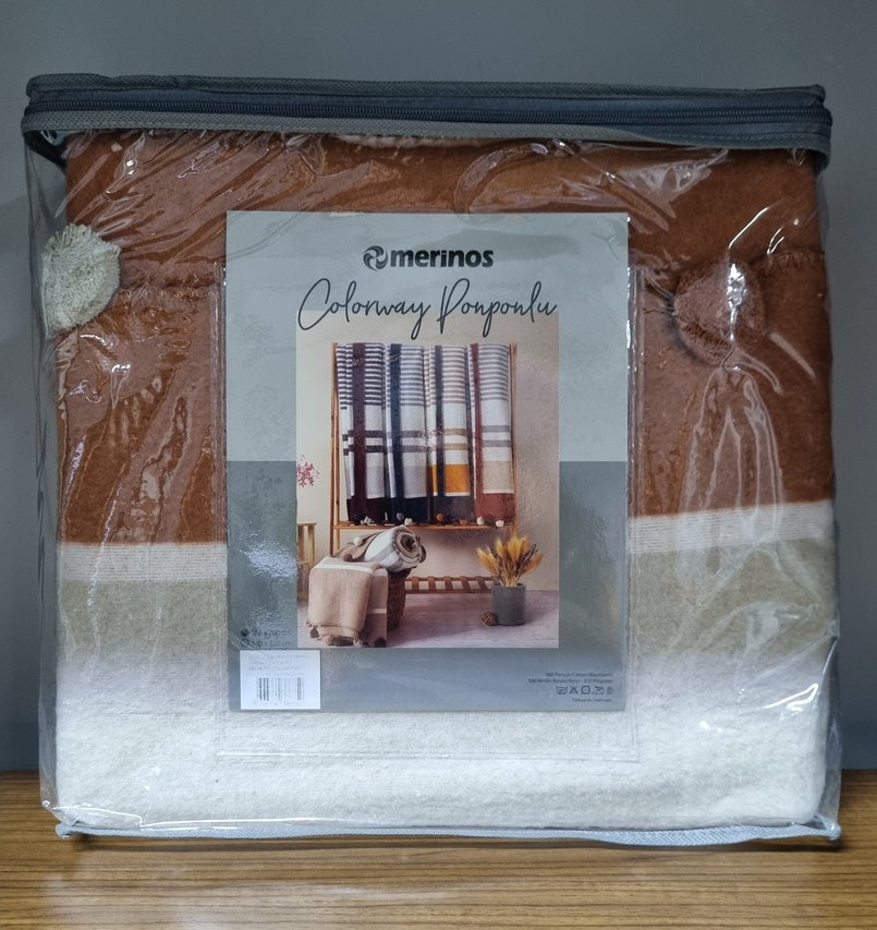 Merinos Tek Kişilik Ponponlu Battaniye - Görsel 2