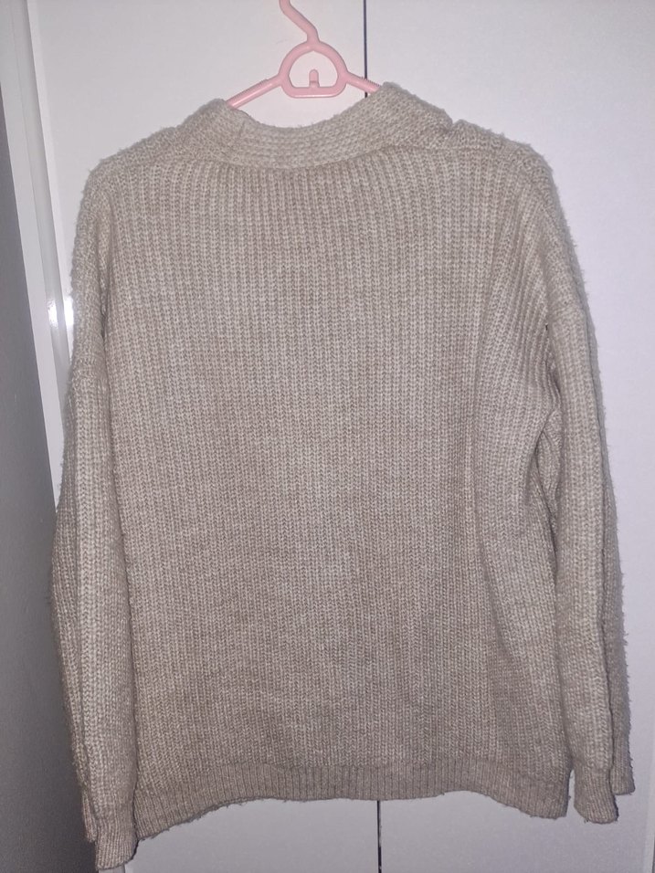 Bej Triko Kadın Hırka Uzun Kollu - Görsel 2