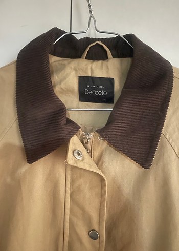 Bej keten Düğmeli Midi Trençkot - Görsel 4