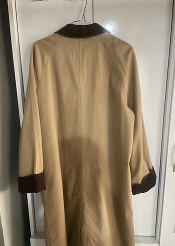 Bej keten Düğmeli Midi Trençkot - Görsel 2