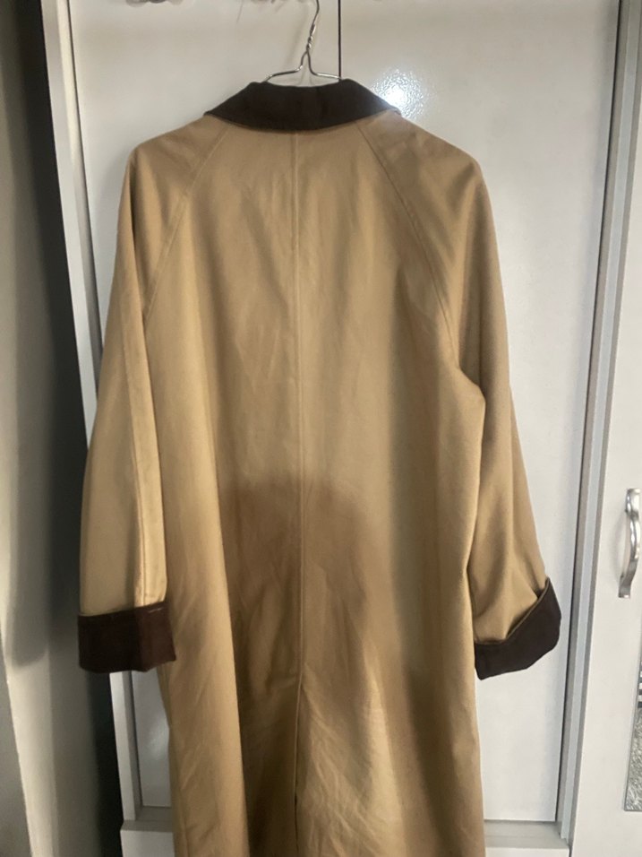 Bej keten Düğmeli Midi Trençkot - Görsel 2