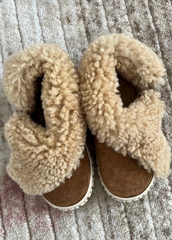 Kız Çocuk Kahverengi Kürklü Sıcak Ev Terliği - Görsel 10