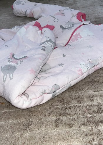 Kız Bebek Pembe Kapüşonlu Peluş Detaylı Tulum - Görsel 6