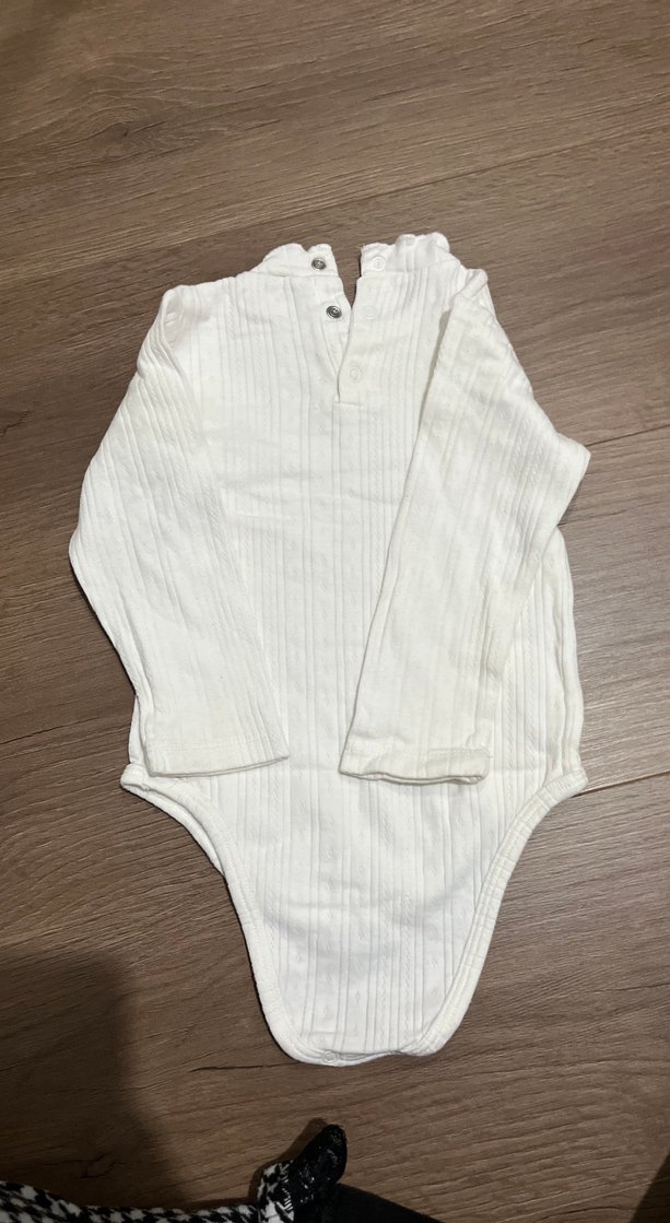 Bebek Kız Uzun Kollu Beyaz Body - Görsel 4