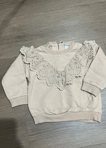 Kız Çocuk Fırfırlı Beyaz Sweatshirt - Görsel 3