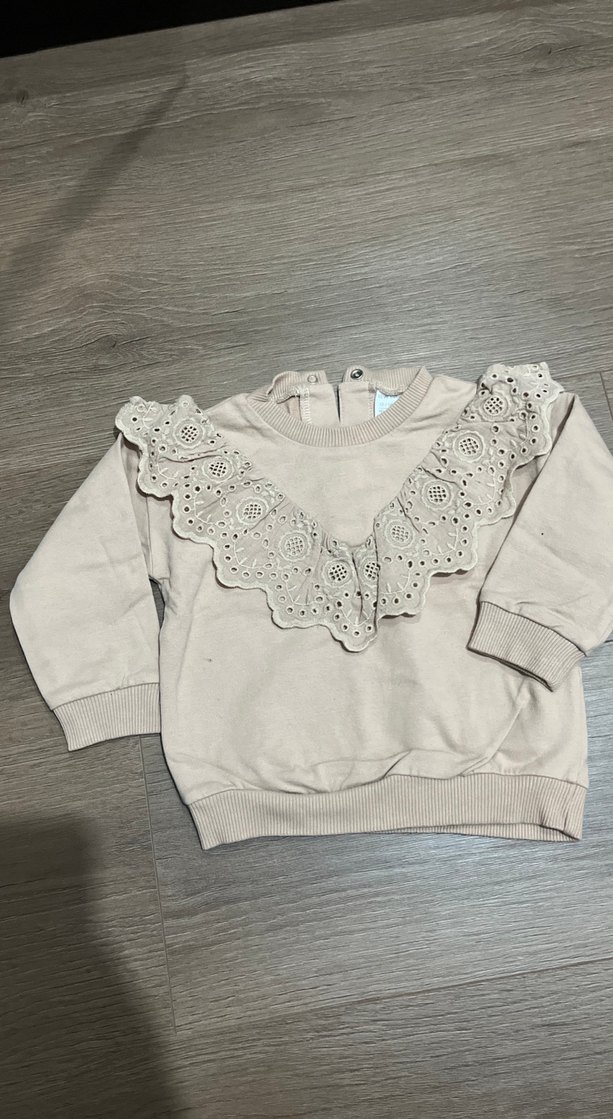 Kız Çocuk Fırfırlı Beyaz Sweatshirt - Görsel 3