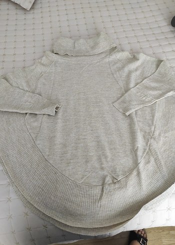 Bej Kadın Boğazlı Triko Kazak - Görsel 3