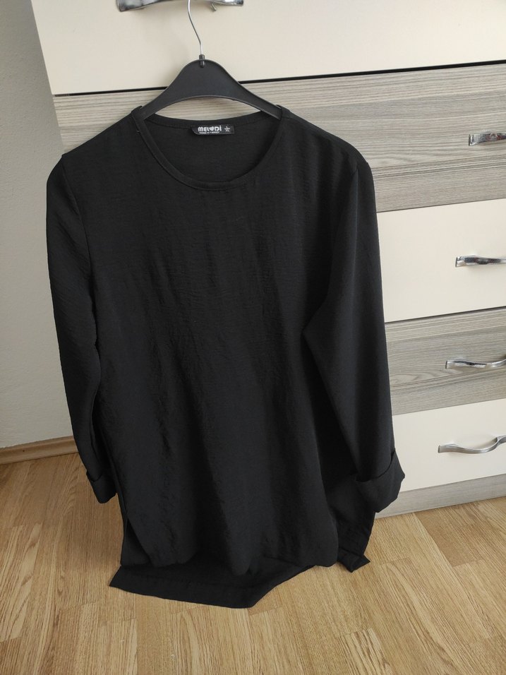 Siyah kadın uzun gömlek - Görsel 3