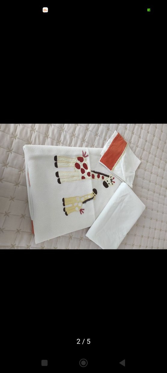 Nakışlı Beyaz Bebek pike takımı - Görsel 2