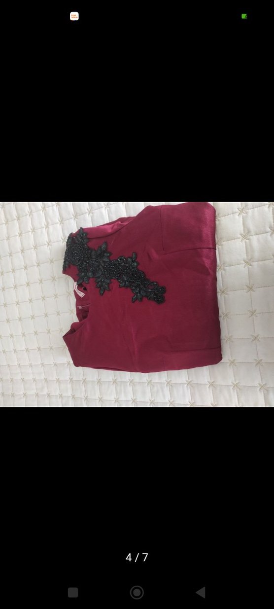 Bordo İşlemeli Boncuklu Gotik Broş - Görsel 3