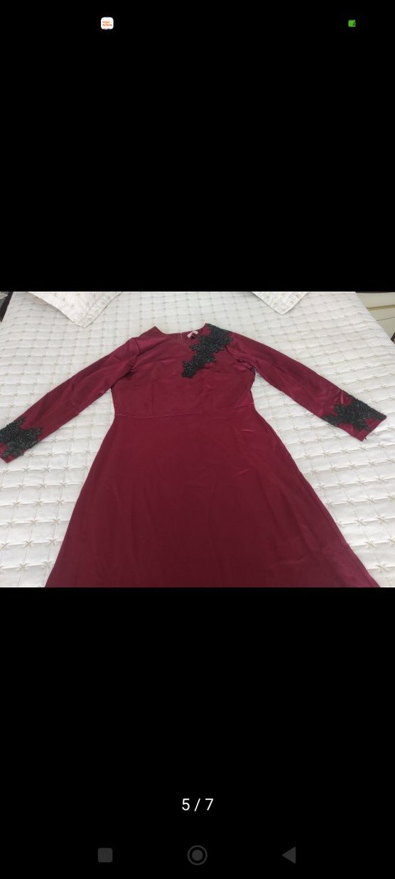 Bordo İşlemeli Boncuklu Gotik Broş - Görsel 4