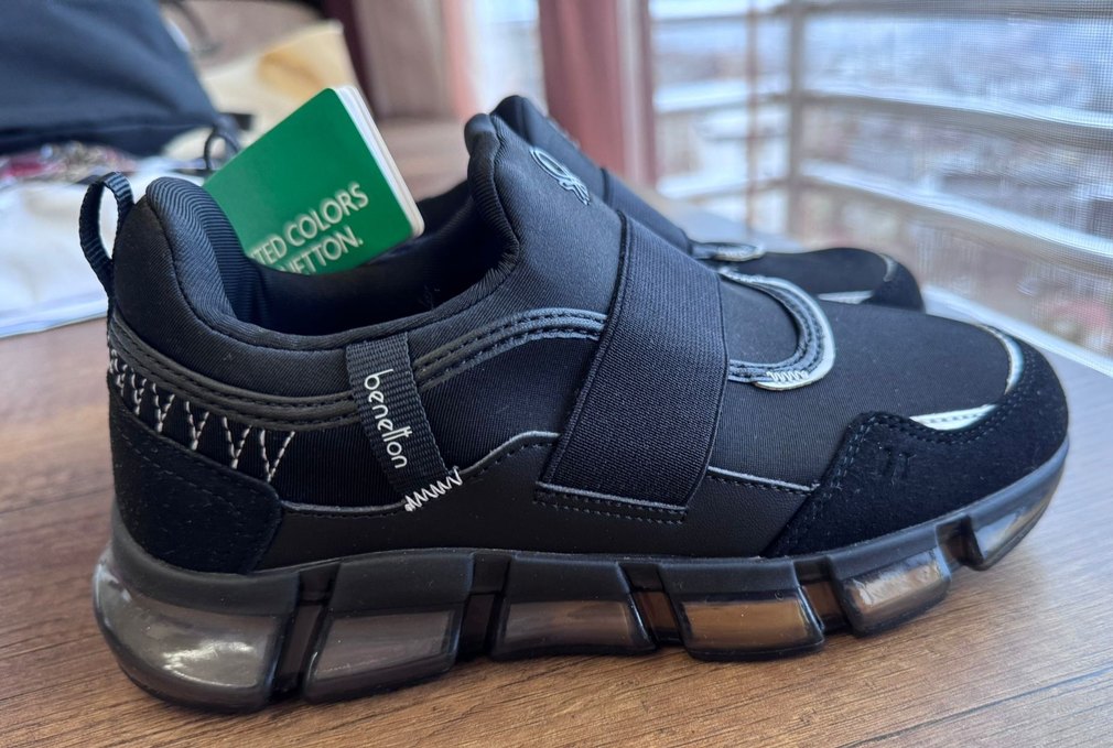 Siyah Erkek Spor Ayakkabı Velcro Bantlı - Görsel 2