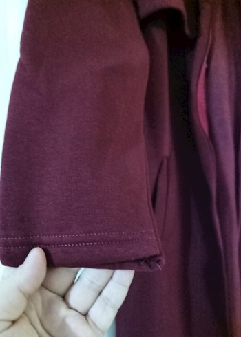 Bordo Uzun Kesim Kadın Kaban - Görsel 6