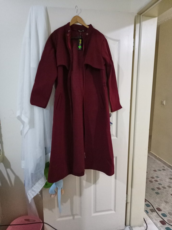 Bordo Uzun Kesim Kadın Kaban - Görsel 2