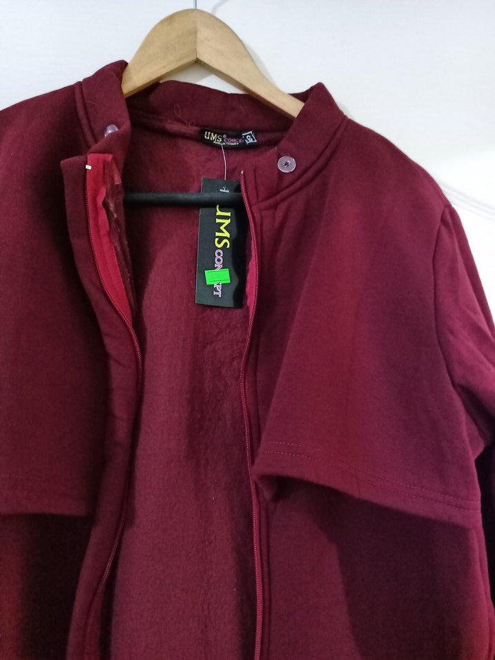 Bordo Uzun Kesim Kadın Kaban - Görsel 4