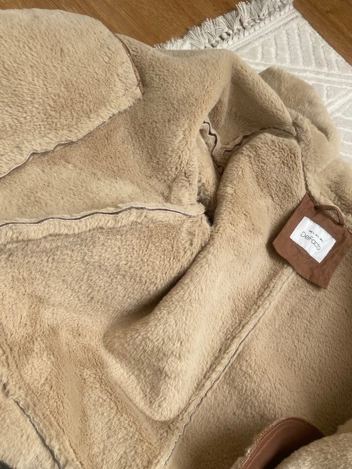 Kürklü Süet Kahverengi Kadın Ceket - Görsel 4