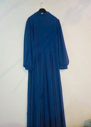 Mavi Drapeli Uzun Kadın Abiye Elbise - Görsel 2