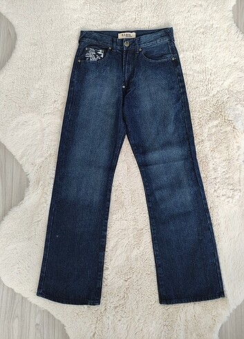 28 Beden lacivert Renk Vintage işlemeli y2k grunge radio jeans