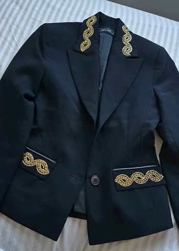 İş için Uzun Kollu İşlemeli Kadın Ceket - Görsel 9